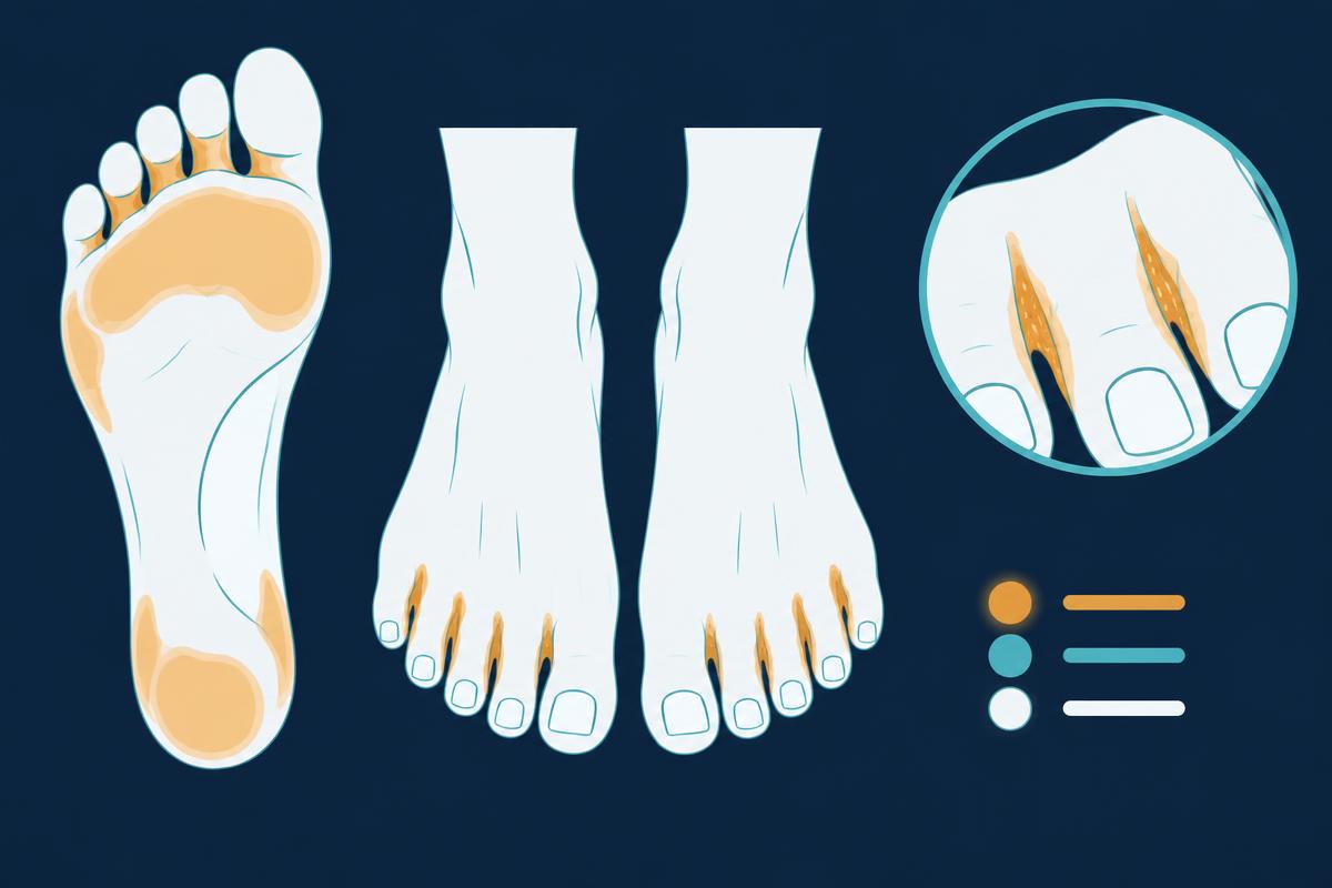 Minimalist medical diagram of Athlete's foot (tinea pedis)
