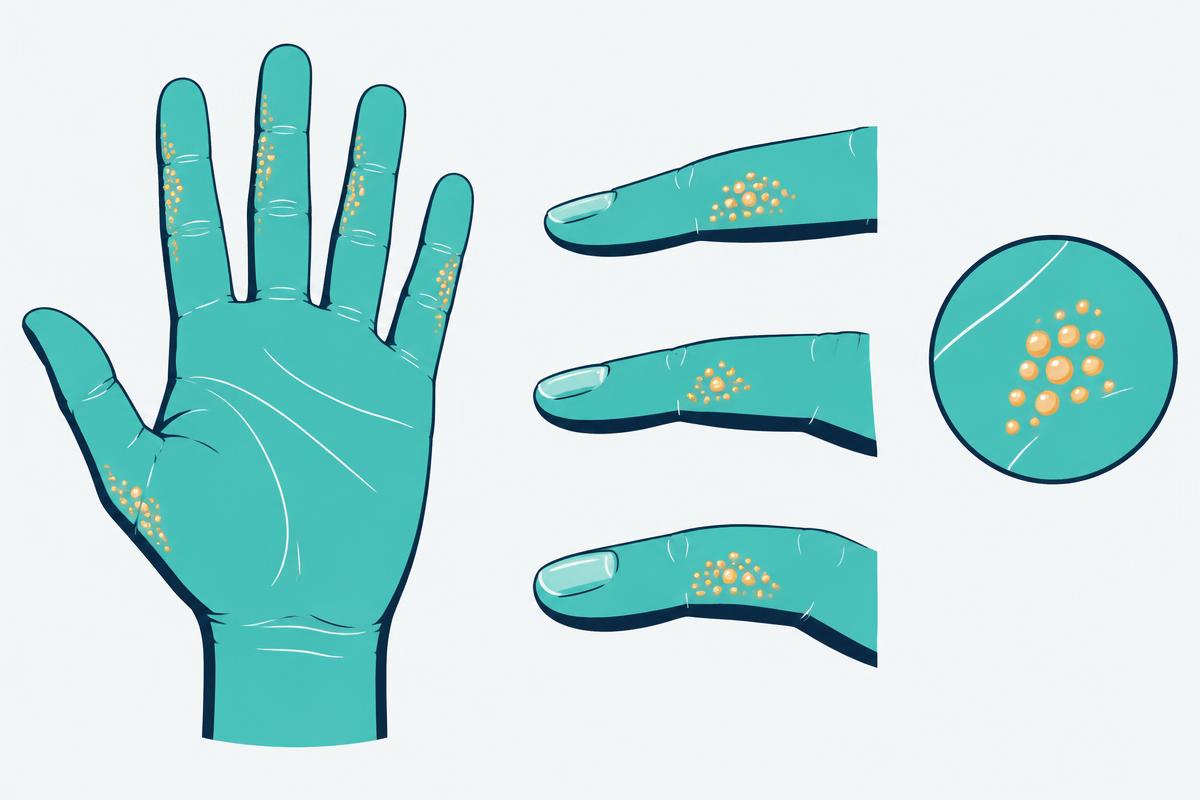 Minimalist medical diagram of Dyshidrotic eczema