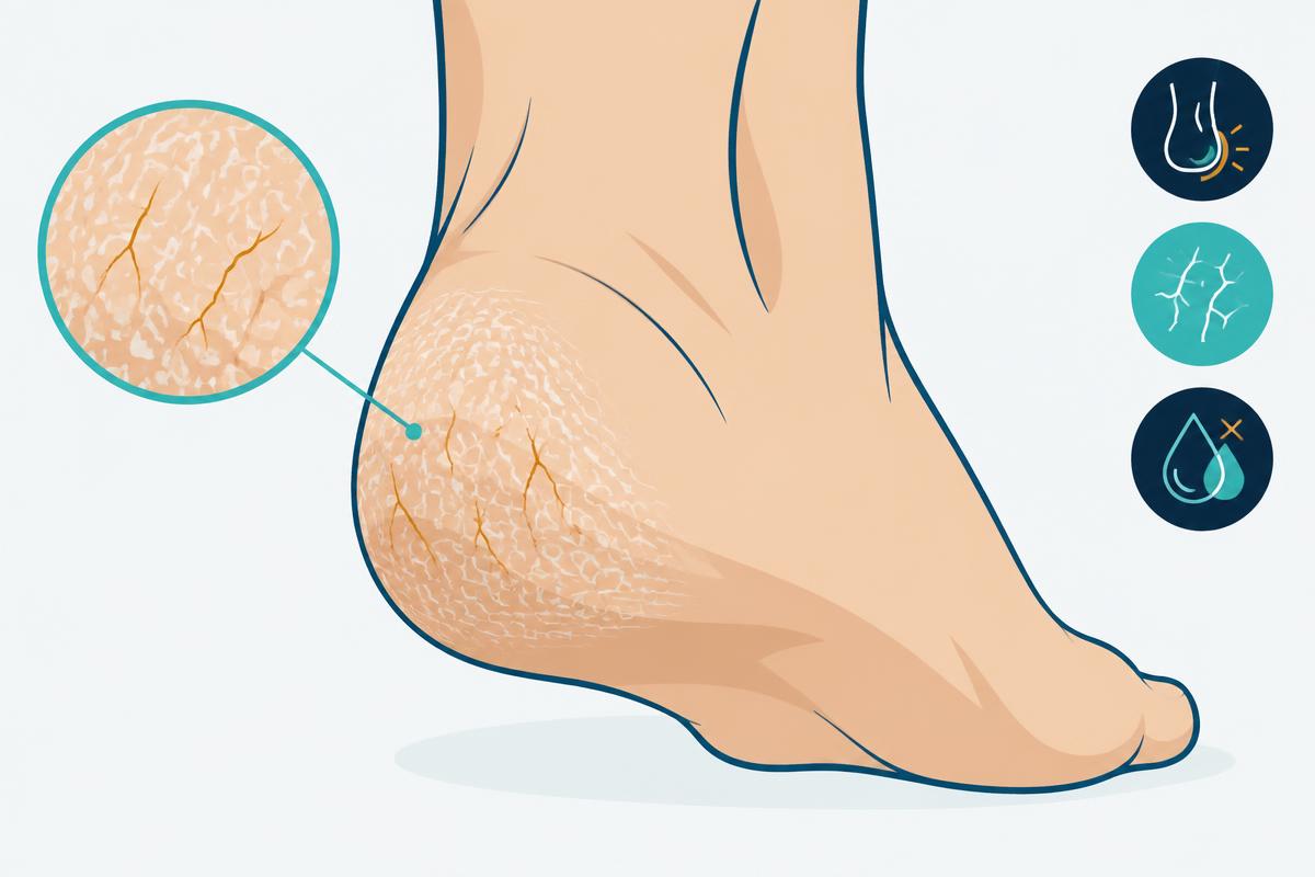 Minimalist medical diagram of Heel fissures