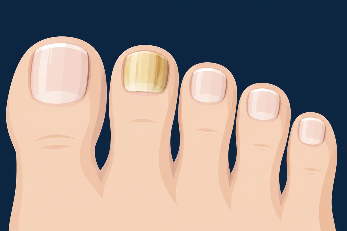 Minimalist medical diagram of Onychomycosis (nail fungus)