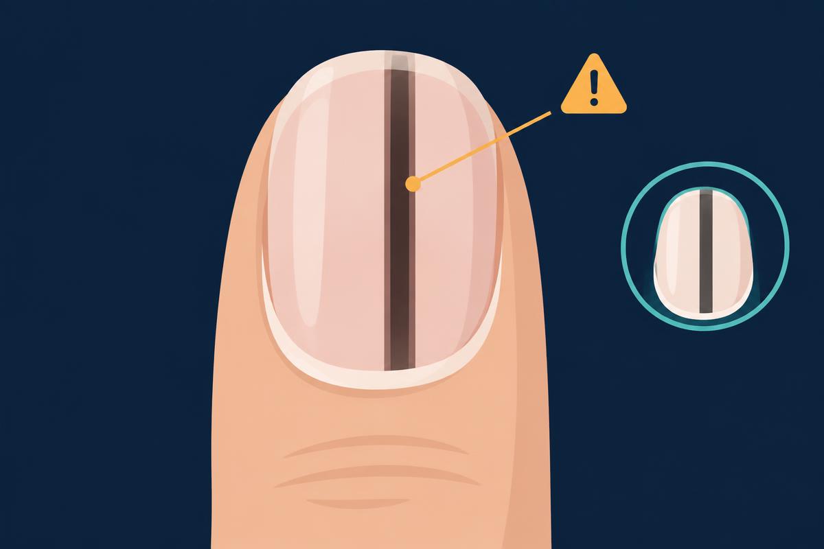 Minimalist medical diagram of Subungual melanoma — alert
