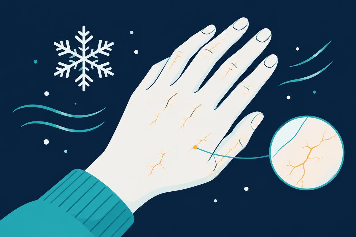 Minimalist medical diagram of Winter chapping